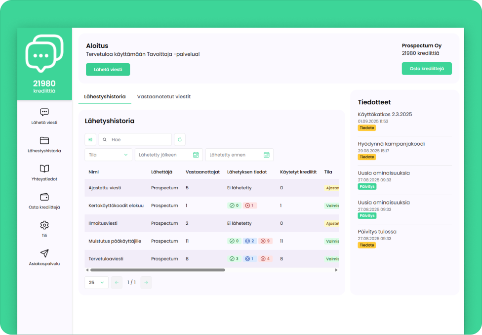 Tavoittaja.fi - ryhmätekstiviestit netissä
